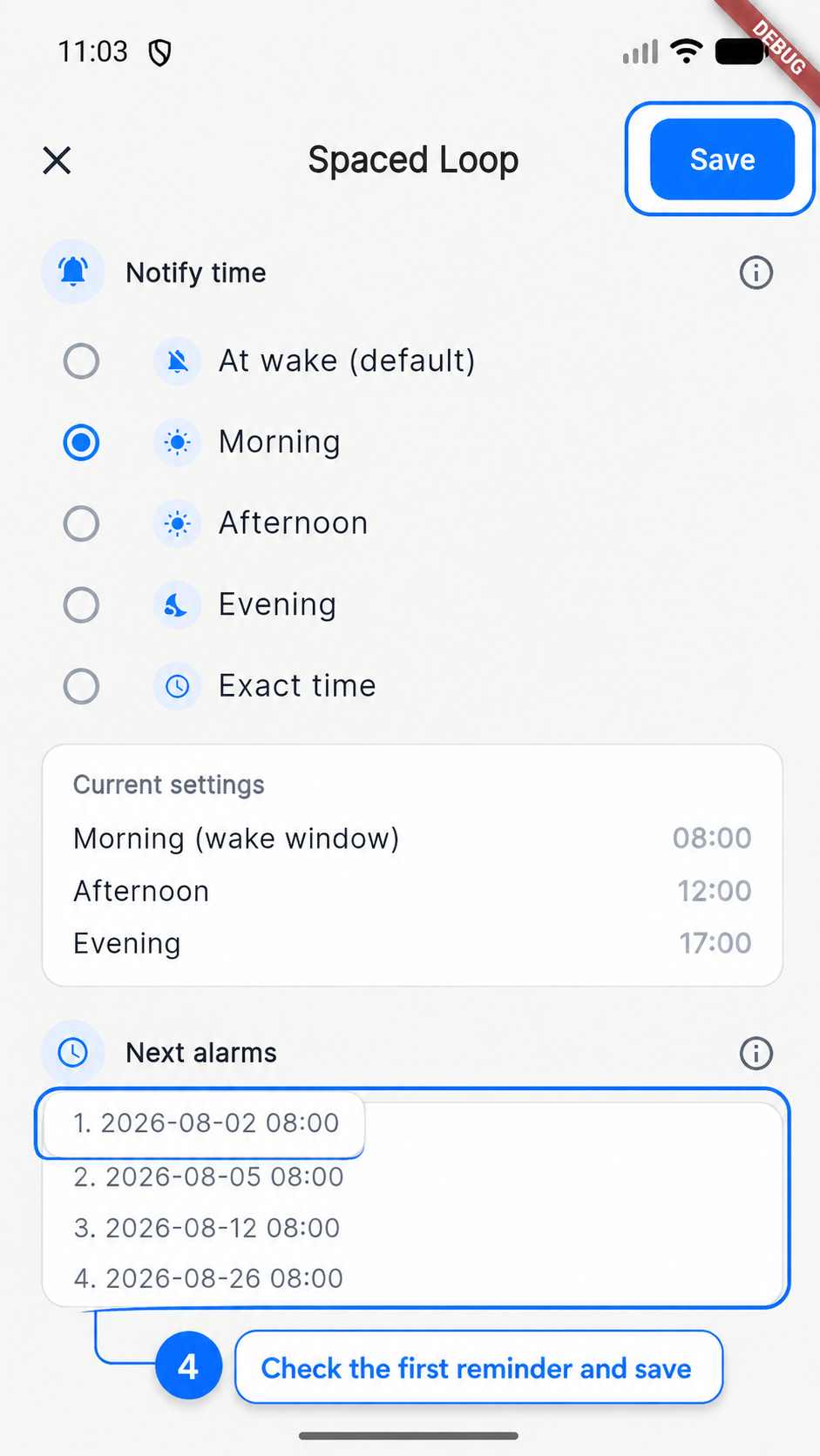 Spaced Loop title and note fields